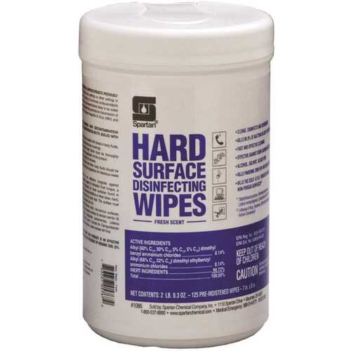 SPARTAN CHEMICAL COMPANY 108606 Fresh Scent Hard Surface Disinfecting Wipes White