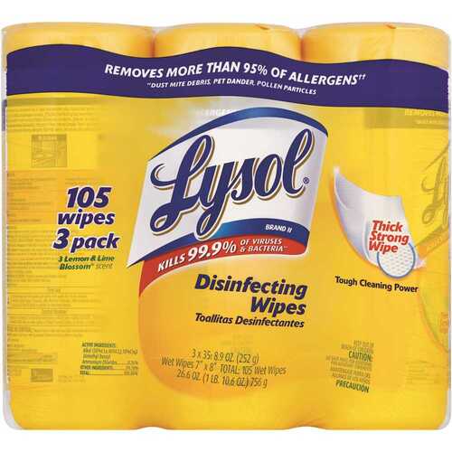LYSOL RAC82159 Lemon and Lime Blossom Scent Disinfecting Wipes