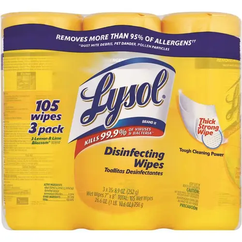 LYSOL RAC82159 Lemon and Lime Blossom Scent Disinfecting Wipes White