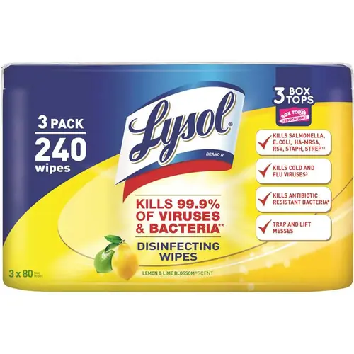 LYSOL RAC84251 Lemon and Lime Blossom Scent Disinfecting Wipes White