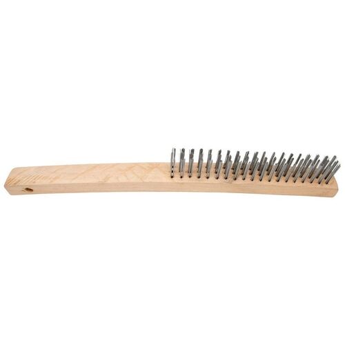 Curved Handle Wire Brush, 14 in L x 1 in W, Wood Handle