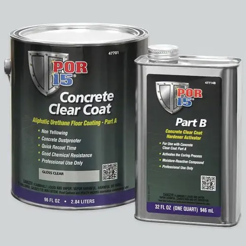 2-Part Aliphatic Urethane Floor Coating, 1 gal Can, Gloss Clear, Liquid