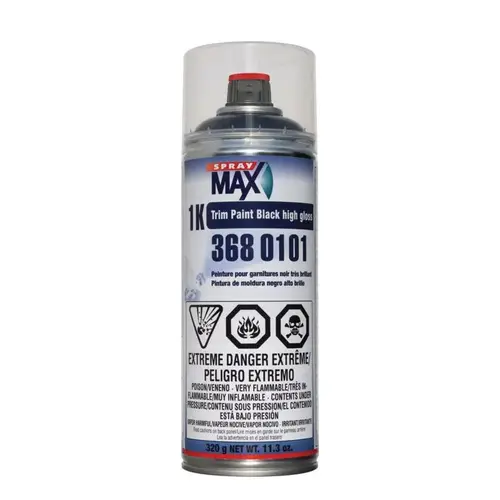 1K Trim Paint, 10.5 oz Aerosol Can, Satin Black, Liquid, 5.4 sq-ft Coverage