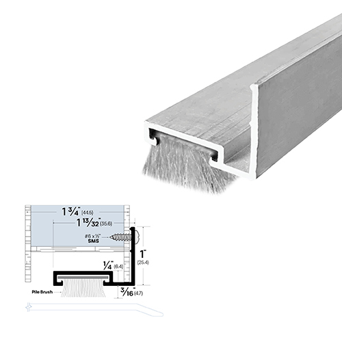 84" Door Sweep (1-13/32" by 1-3/16") Mill Aluminum7