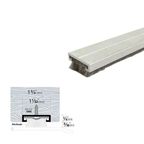 Mortised Door Sweep (1-1/32" by 7/16") Mill Aluminum