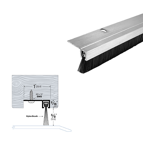 72" Mortised Door Sweep (1" by 15/16") White Powder Coat6