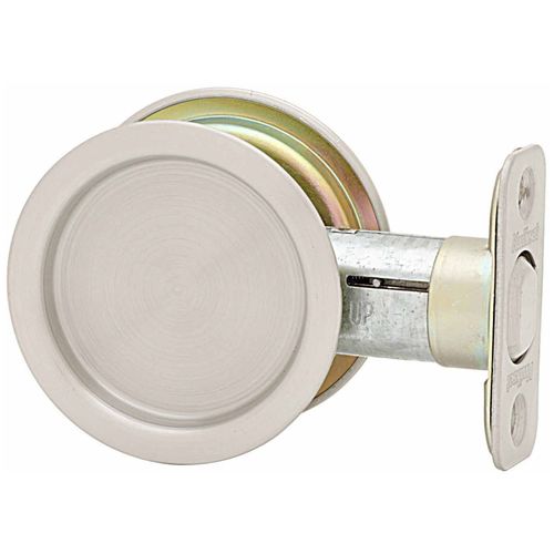 Round Passage Pocket Door Lock Satin Nickel Finish