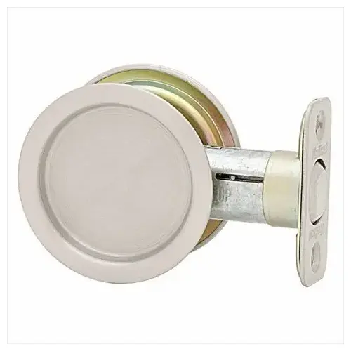 Round Passage Pocket Door Lock Bright Stainless Steel Finish