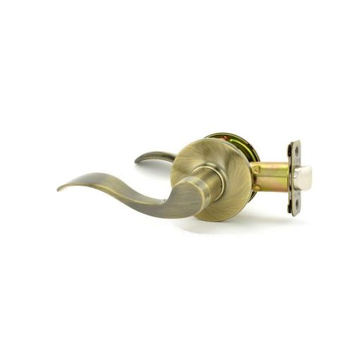MaxGrade London Wave Style Passage Lock Antique Brass Finish with Adjustable Latch and Radius Strike