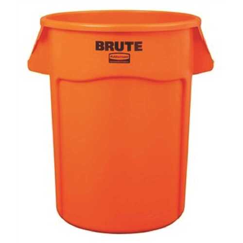 Brute 44 Gal. High Visibility Orange Round Vented Trash Can