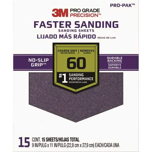 3M 27060PGP-15 Pro Grade Precision 9 in. x 11 in. 60 Grit Coarse Faster Sanding Sheets