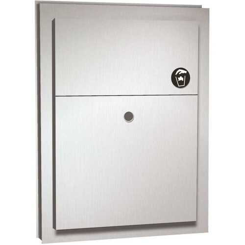 American Specialties Commercial Partition Mounted Dual Access Sanitary Napkin Disposal in Stainless Steel