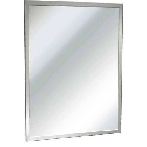 ASI American Specialties, Inc. 10-0600-1836 18 in. W x 36 in. H Rectangular Framed Inter-Lok Angle Plate Glass Wall Mount Bathroom Vanity Mirror in Stainless Steel