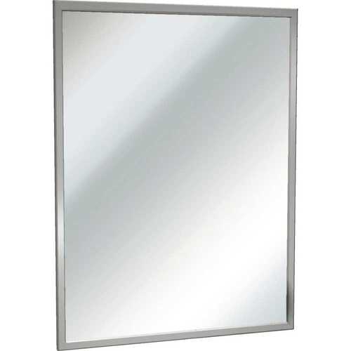 24 in. W x 36 in. H Rectangular Single Chan-Lok Framed Plate Glass Wall Mount Bathroom Vanity Mirror in Stainless Steel