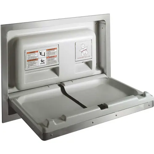 Recessed Horizontal Baby Changing Station in Stainless Steel Satin