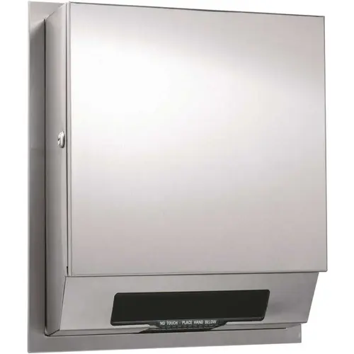 Simplicity Stainless Steel Semi-Recessed Automatic (AC) Roll Paper Towel Dispenser Satin