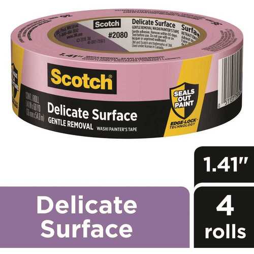 3M 2080-36DP4 Scotch 1.41 in. x 60 yds. Delicate Surface Painter's Tape with Edge-Lock