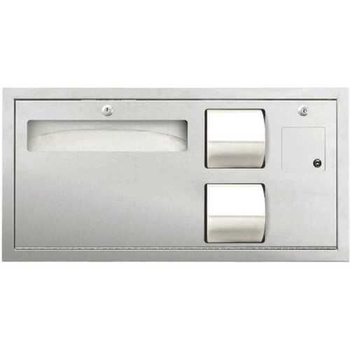 Commercial ADA Toilet Seat Cover Dispenser with Toilet Tissue Dispenser and Sanitary Napkin Disposal in Stainless Steel