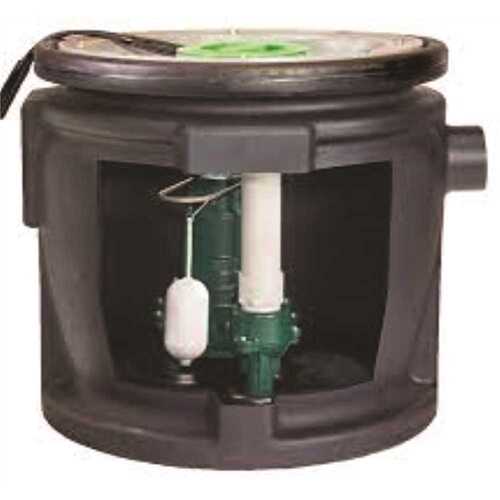 ZOELLER 912-1143 1/2 hp. Submersible Sewage/Effluent Pump Package System. Sewage Pump 2" Discharge. 24" X 24" Basin with Cover