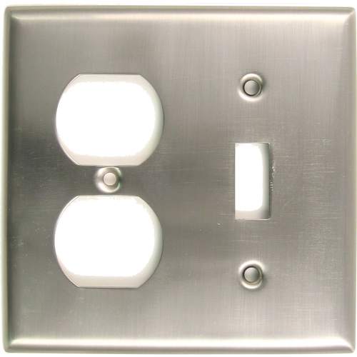 Double Toggle and Outlet Switch Plate Satin Nickel Finish