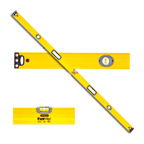 Box Beam Level, 72 in L, 3-Vial, 2-Hang Hole, Non-Magnetic, Aluminum, Black/Yellow