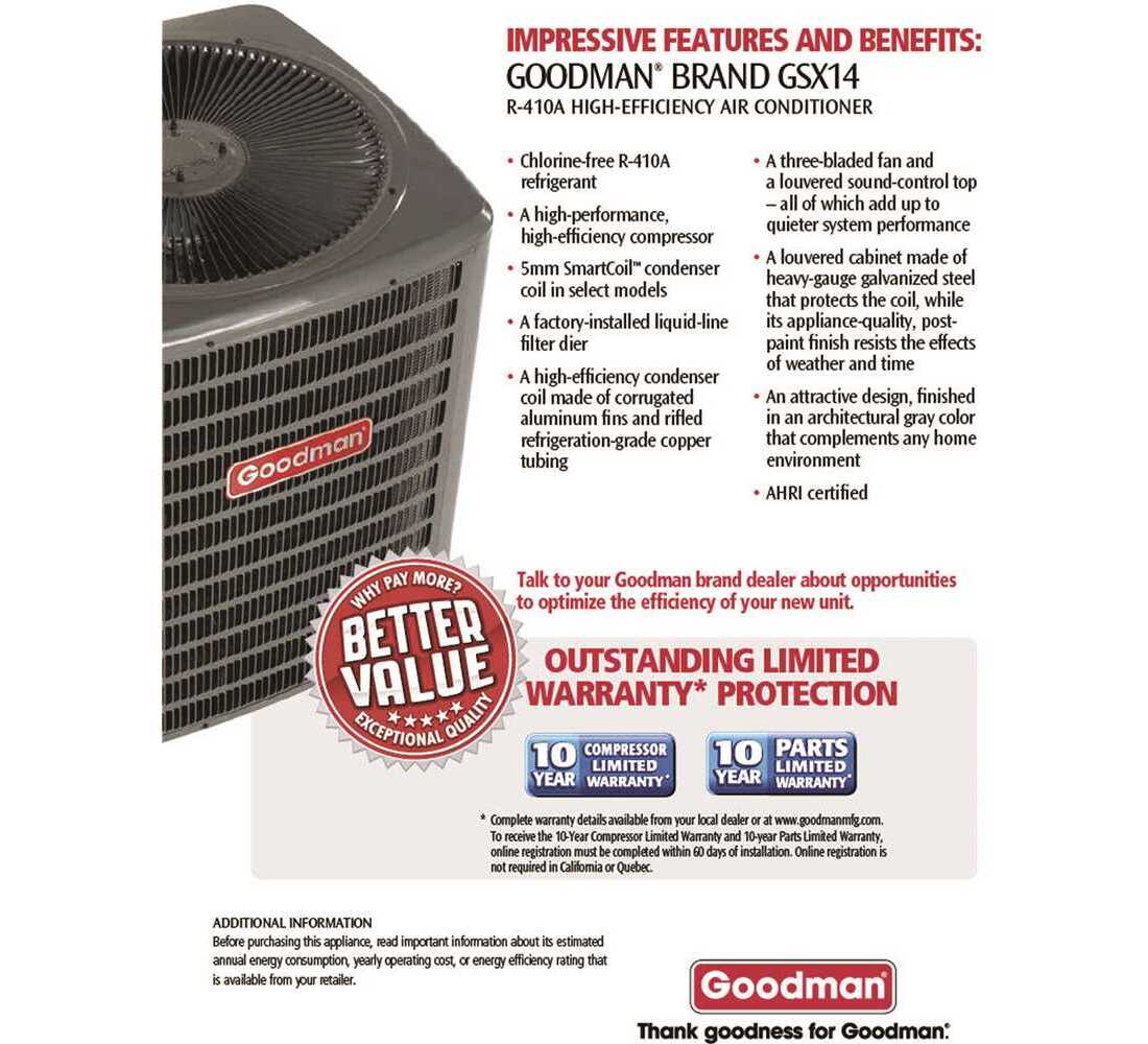 Goodman Manufacturing GSX140241 2 Ton R410A 14 SEER Air 