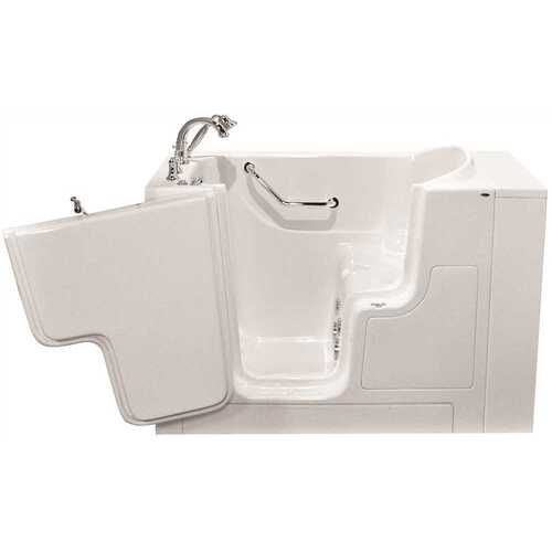 GELCOAT WALK-IN BATH, WHIRLPOOL, LEFT-HAND WITH QUICK DRAIN AND FAUCET, WHITE, 30 IN. X 52 IN