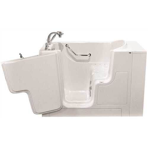 GELCOAT WALK-IN BATH, COMBINATION, LEFT-HAND WITH QUICK DRAIN AND FAUCET, WHITE, 30 IN. X 52 IN