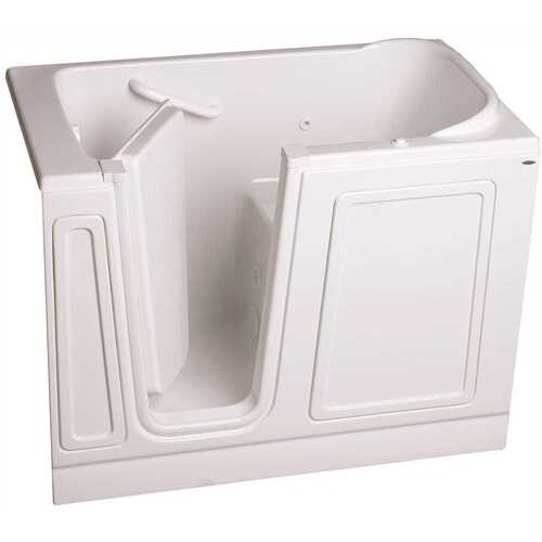 GELCOAT WALK-IN BATH, WHIRLPOOL, LEFT-HAND WITH QUICK DRAIN AND FAUCET, WHITE, 30 IN. X 51 IN