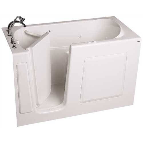 GELCOAT WALK-IN BATH, COMBINATION, LEFT-HAND WITH QUICK DRAIN AND FAUCET, WHITE, 30 IN. X 60 IN