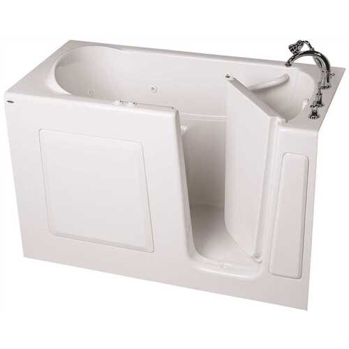 GELCOAT WALK-IN BATH, COMBINATION, RIGHT-HAND WITH QUICK DRAIN AND FAUCET, WHITE, 30 IN. X 60 IN
