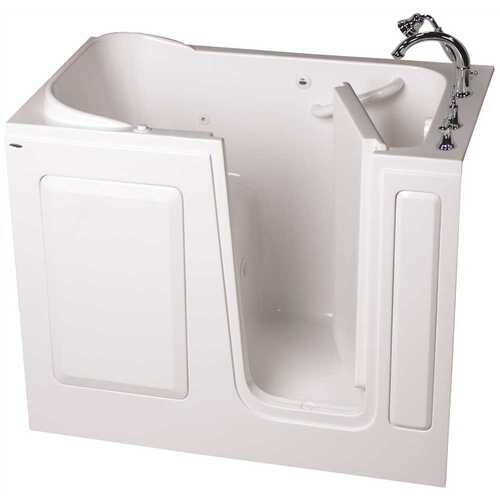 GELCOAT WALK-IN BATH, WHIRLPOOL, RIGHT-HAND WITH QUICK DRAIN AND FAUCET, WHITE, 28 IN. X 48 IN