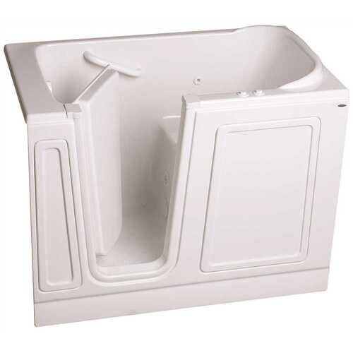 GELCOAT WALK-IN BATH, COMBINATION, LEFT-HAND WITH QUICK DRAIN AND FAUCET, WHITE, 30 IN. X 51 IN