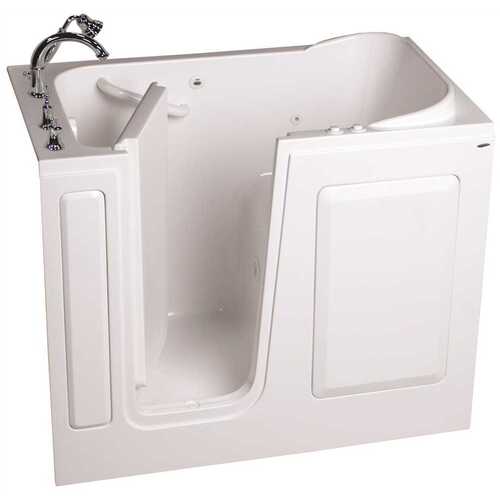 GELCOAT WALK-IN BATH, COMBINATION, LEFT-HAND WITH QUICK DRAIN AND FAUCET, WHITE, 28 IN. X 48 IN