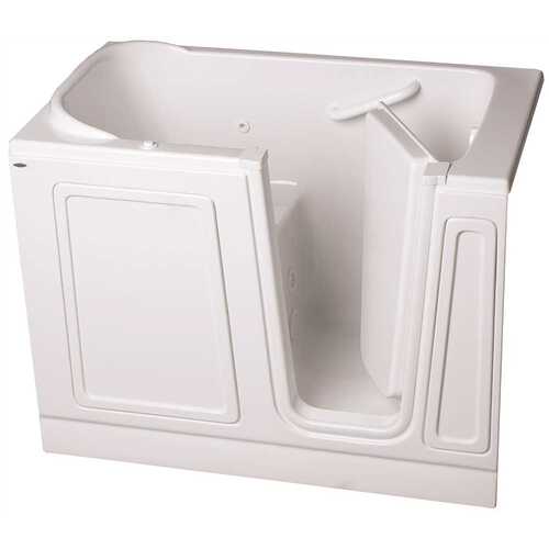 GELCOAT WALK-IN BATH, WHIRLPOOL, RIGHT-HAND WITH QUICK DRAIN AND FAUCET, WHITE, 30 IN. X 51 IN