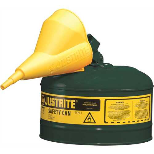 JUSTRITE MFG CO 3561242 SFTY CAN 2.5 GAL GREEN W/FUN