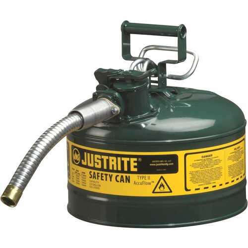 JUSTRITE MFG CO 3561254 SFTY CAN 2.5 GL GREEN W/HOSE