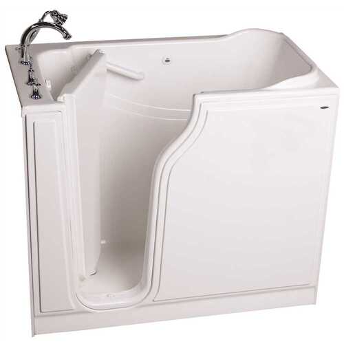 American Standard 3559081 GELCOAT WALK-IN BATH, SOAKER, LEFT-HAND WITH QUICK DRAIN AND FAUCET, WHITE, 30 IN. X 52 IN