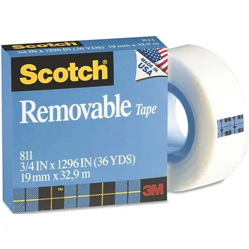 3M 10146259 REMOVABLE TAPE, 3/4" X 1296", 1" CORE Clear