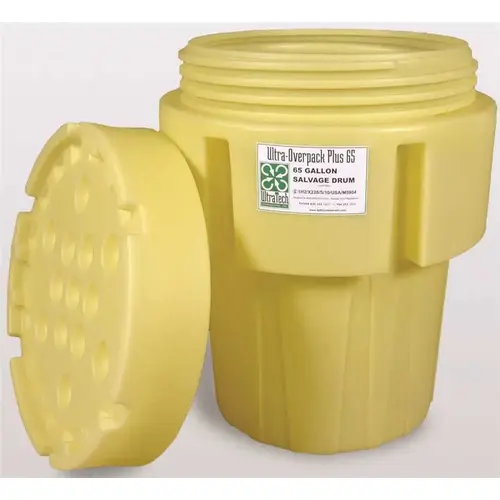 ULTRATECH ULTRA-OVERPACK PLUS DRUM CONTAINER, 65 GALLON CAPACITY Yellow