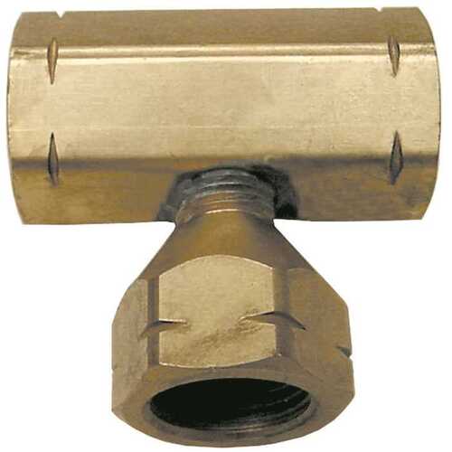 F.Pol x F.Pol x F.Pol, 1-1/8 in. Nut Size Manifold Tee Block without Check Brass