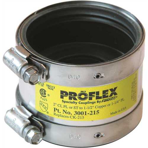 Fernco 301215 PROFLEX SHIELDED COUPLING, 1-1/2 IN. TO 1-1/4 IN