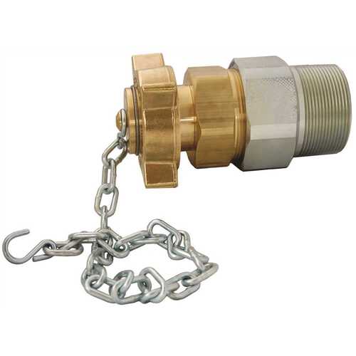 MEC DOUBLE CHECK FILL VALVE, 3-1/4 IN. M. ACME X 3 IN. MNPT, INCLUDES CAP & CHAIN ASSEMBLY