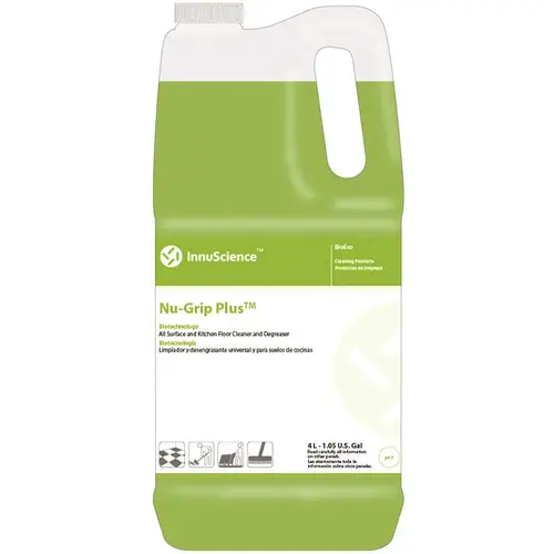 INNUSCIENCE 3570789 NU-GRIP PLUS 4L, ALL SURFACE AND KITCHEN FLOOR CLEANER AND DEGREASER