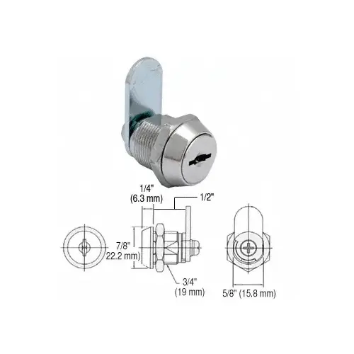 Mini Lock 1/2" Coded Key Chrome