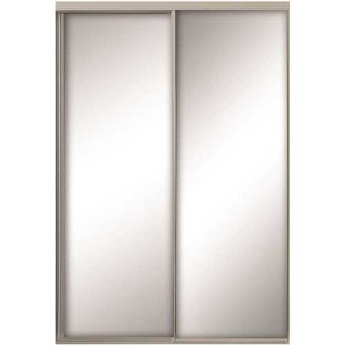 Contractors Wardrobe SAV-5980WH2S 59 in. x 80 1/2 in. Savoy White Steel Frame Mirrored Interior Sliding Closet Door