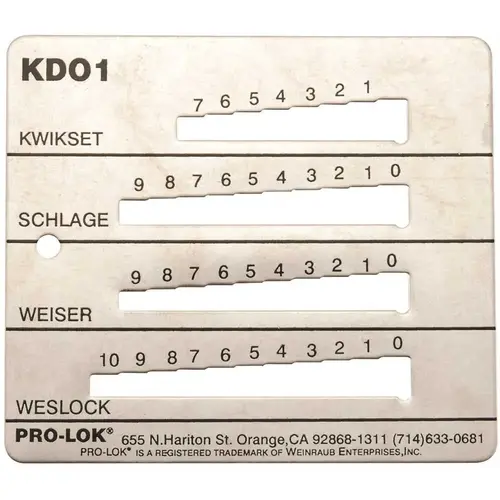 SCHLAGE-KWIKSET WEISER-WESLOCK KEY DECODER Stainless