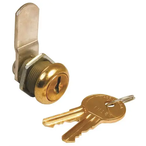 DISC TUMBLER CAM LOCK 1-1/8" BRASS KEYED ALIKE