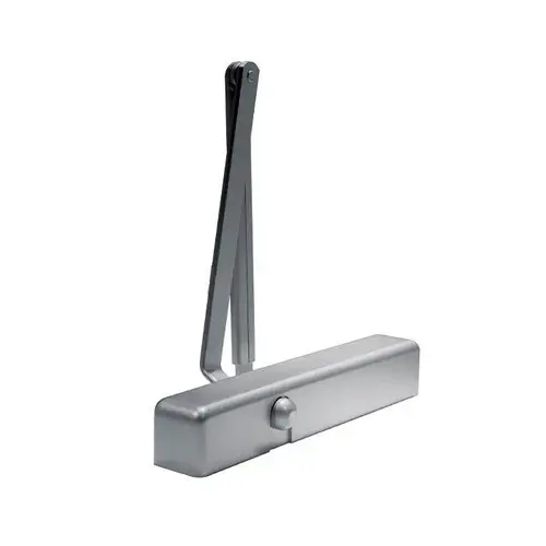 Regular Surface Door Closer with Heavy Duty Door Saver Cushion Thumb Turn Hold Open, 1-3/4" Sex Nuts and Screws, and Slim Cover Aluminum Finish