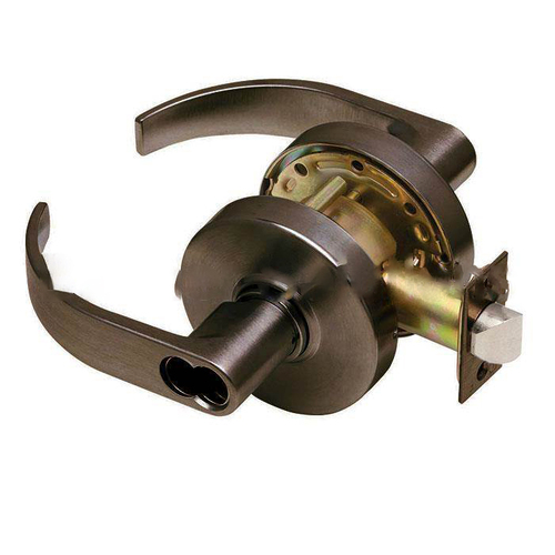 Dexter Commercial C1000CSECC626SFIC Classroom Security Grade 1 Curved Lever Clutching Cylindrical Lock with Small Format IC Prep; 2-3/4" Backset with 1-1/8" Face; and ANSI Strike Satin Chrome Finish